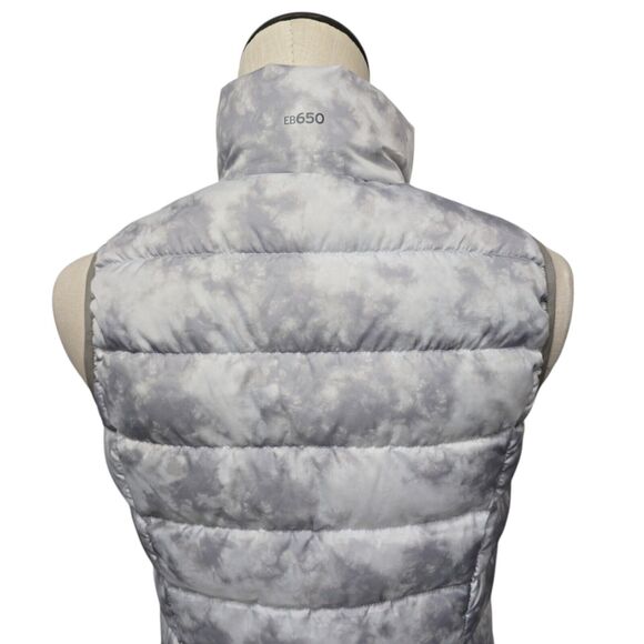 Eddie Bauer Down Puffer Vest Womens Size XS EB650 Gray Tie Dye Full Zip Winter - Picture 10 of 11